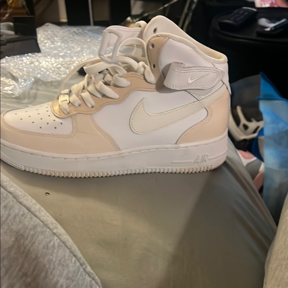 Nike High-Top Sneakers in White and Cream
